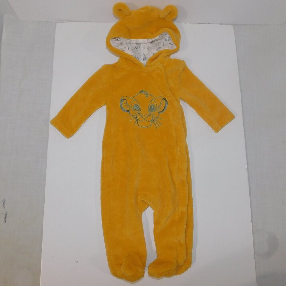 Disney Baby Lion King Simba Fleece Infant Footie 3-6M Pajamas Tan Embroidered